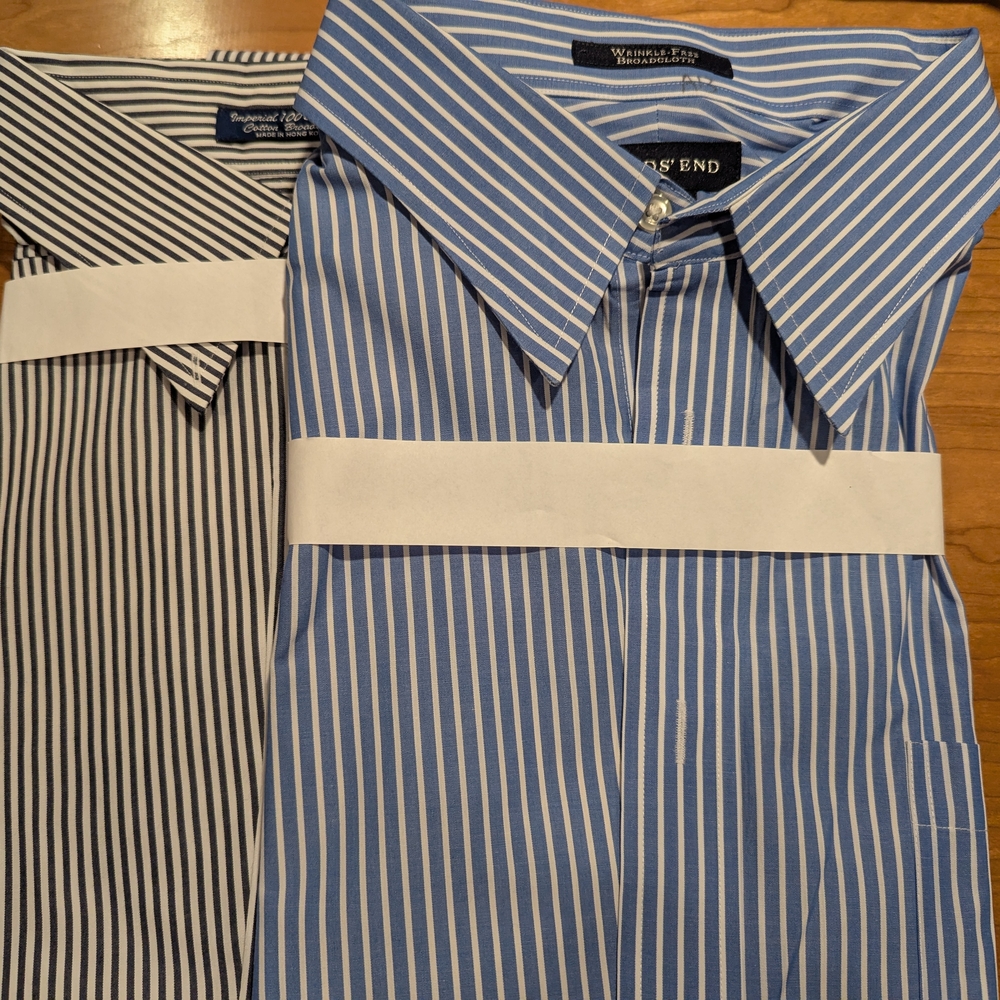 Blue Men's Striped Dress Shirts -  Paul Frederick & Lands End: Wrinkle Free 8/35